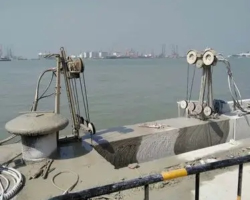 wire saw cutting the dock