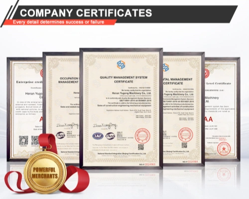 YG Machinery's relevant certifications